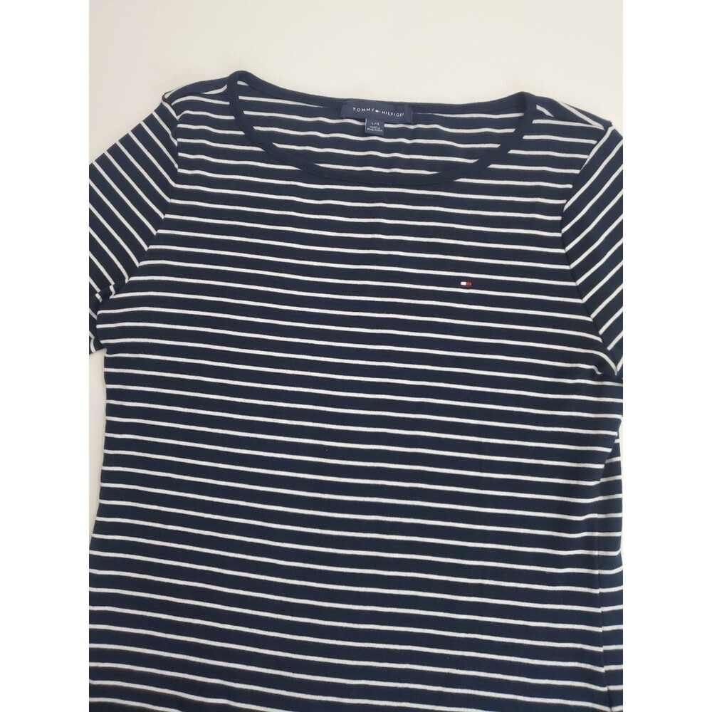 Tommy Hilfiger Women's Short‎ Sleeve Striped Blouse, Large